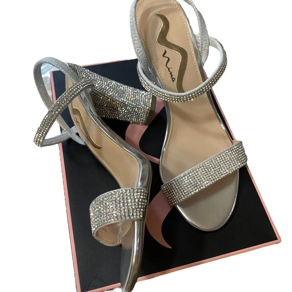 Womens Shoes NINA Ankle Strap Sequin Rhinestone Dress Party Glitter Size 6 M NEW - Picture 11 of 13
